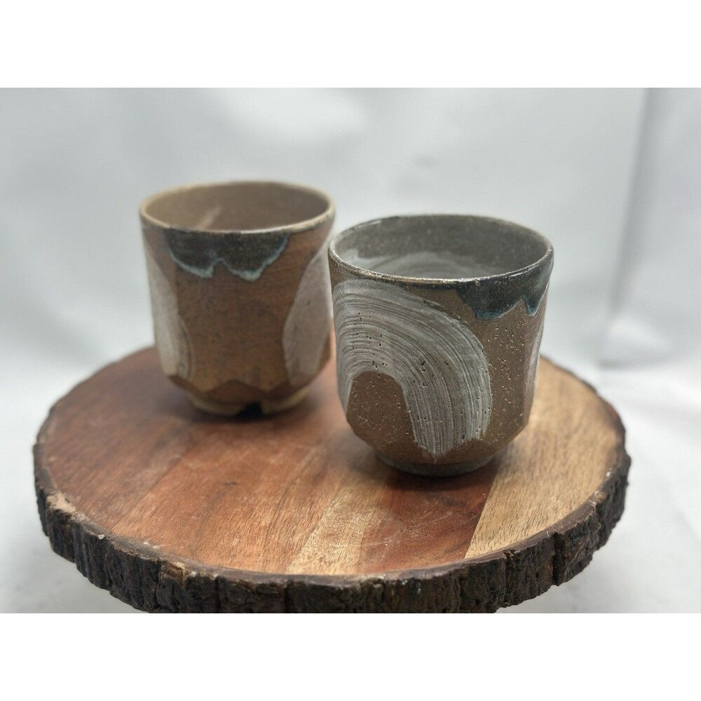 Yunomi Hagi Yakiware 2 Artist Kashun Japanese Pottery Tea Cup Shujitsu